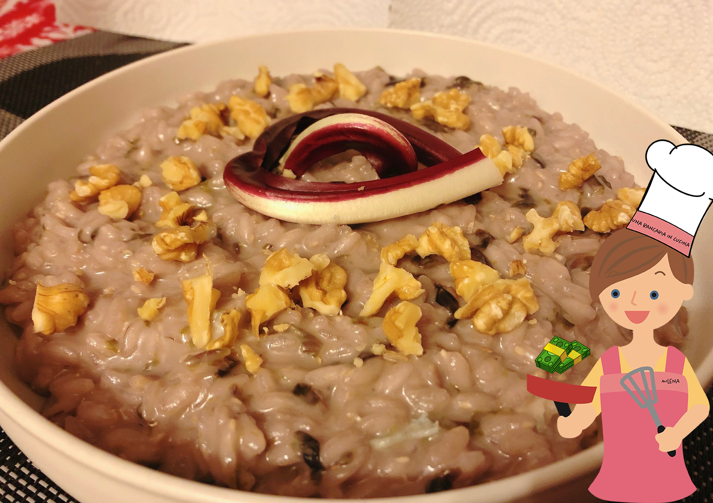 Risotto radicchio, e noci Una Bancaria In Cucina