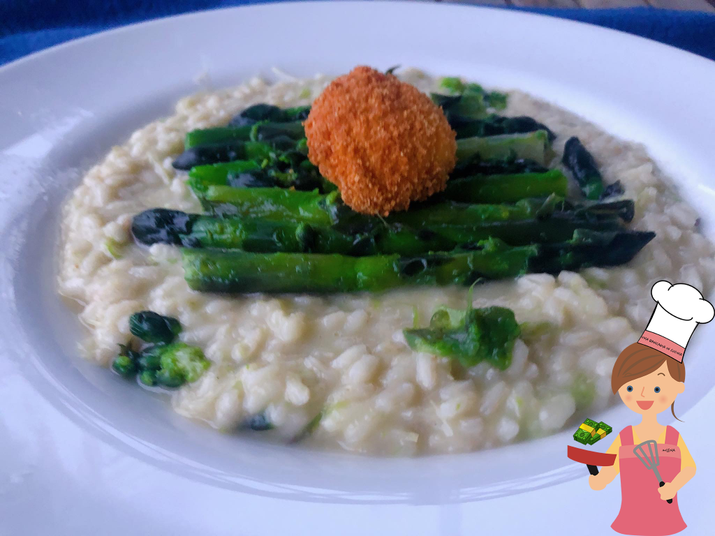 Risotto agli asparagi con tuorlo d'uovo croccante Una Bancaria In Cucina